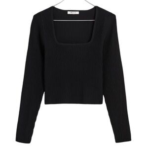 Madewell Ottoman Pullover Crop Sweater - Black Size XXS
